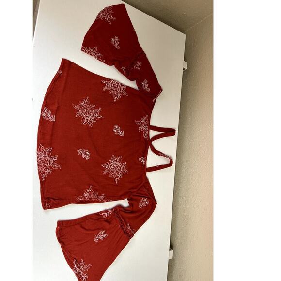 Blushing Heart, rust open shoulder, bell sleeve halter top, women's size M - Picture 1 of 8